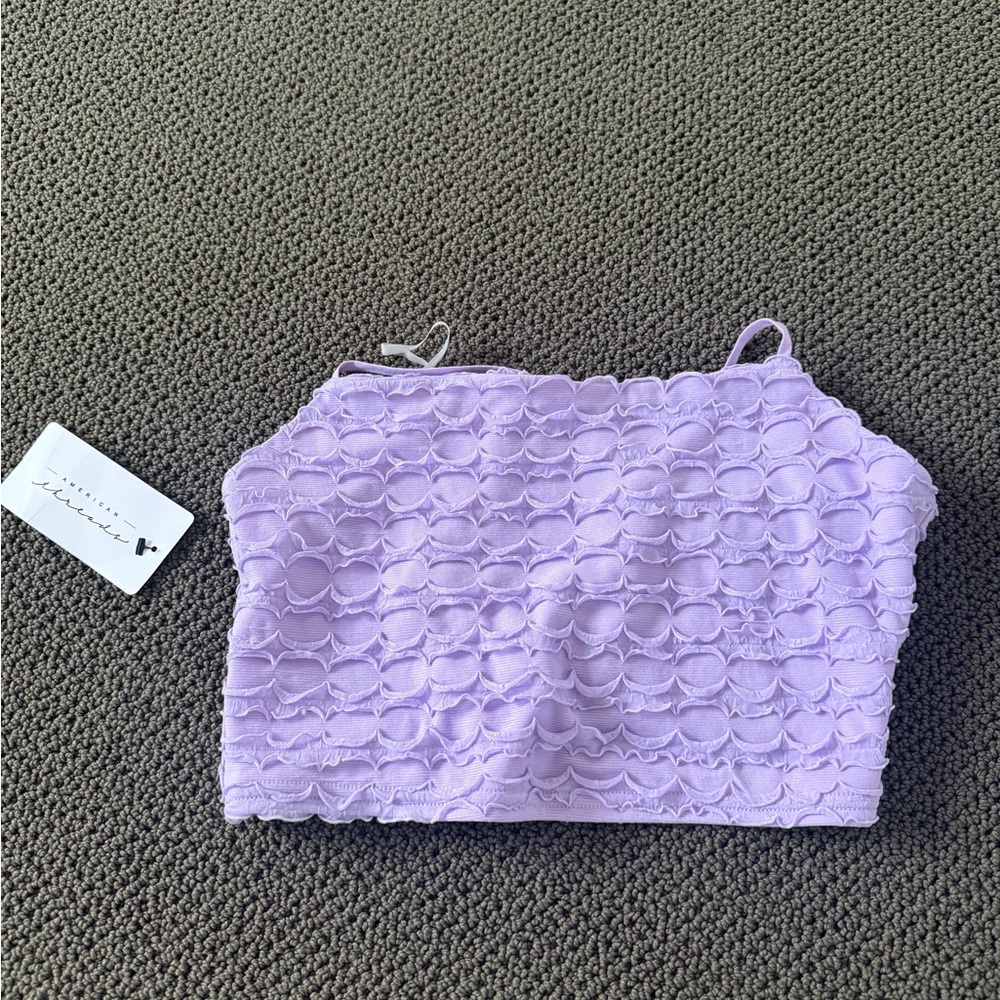 Purple strappy back crop top